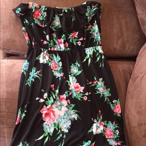 Strapless floral summer dress